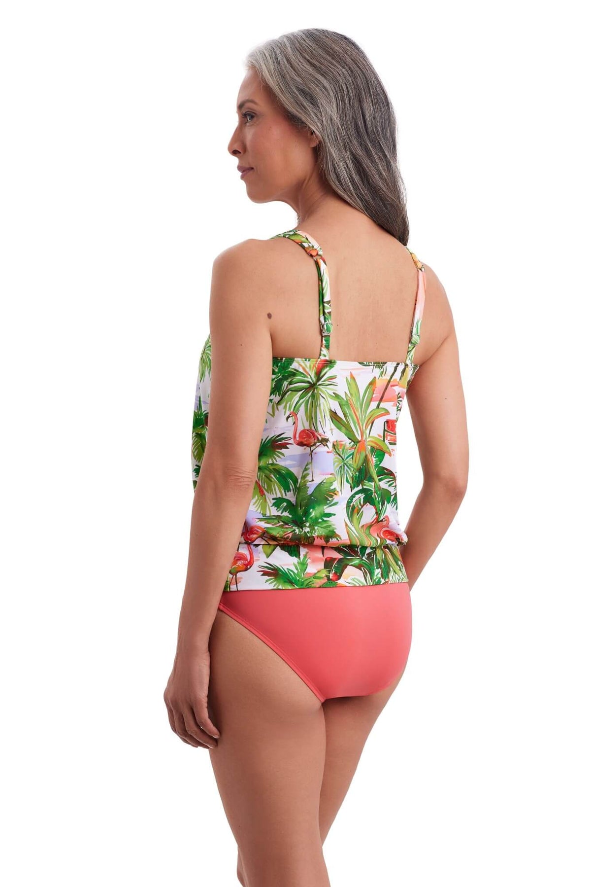 TANKINI BLOUSON-SHIRRED NECK FANCY