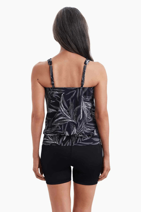 TANKINI BLOUSON-SHIRRED NECK FANCY