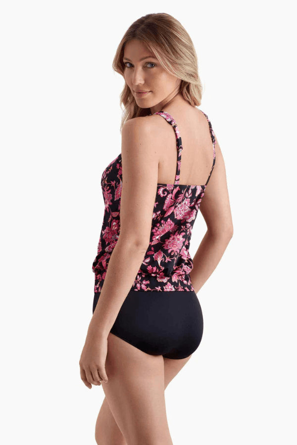 TANKINI BLOUSON-SHIRRED NECK FANCY