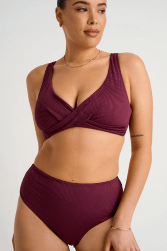 HAUT CROISÉ SANS ARMATURE-BLACK CHERRY
