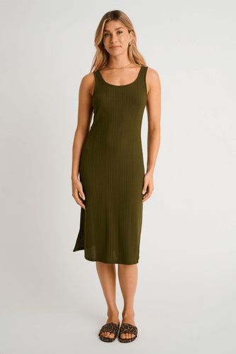 ROBE EN TRICOT-RESORT WEAR OLIVE