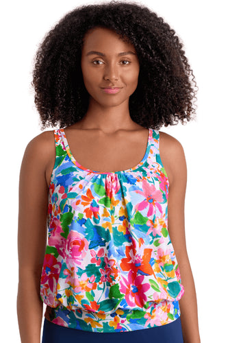 TANIKINI BLOUSON-SHIRRED BLOUSON