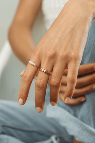 BAGUE COQUILLAGE PLAQUÉE OR AJUSTABLE-SHELL RING